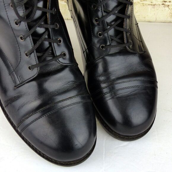 VTG DKNY Chukka Boots Women 37 6.5 US Black Leather Lace up Made in Italy Y2K - Picture 4 of 15